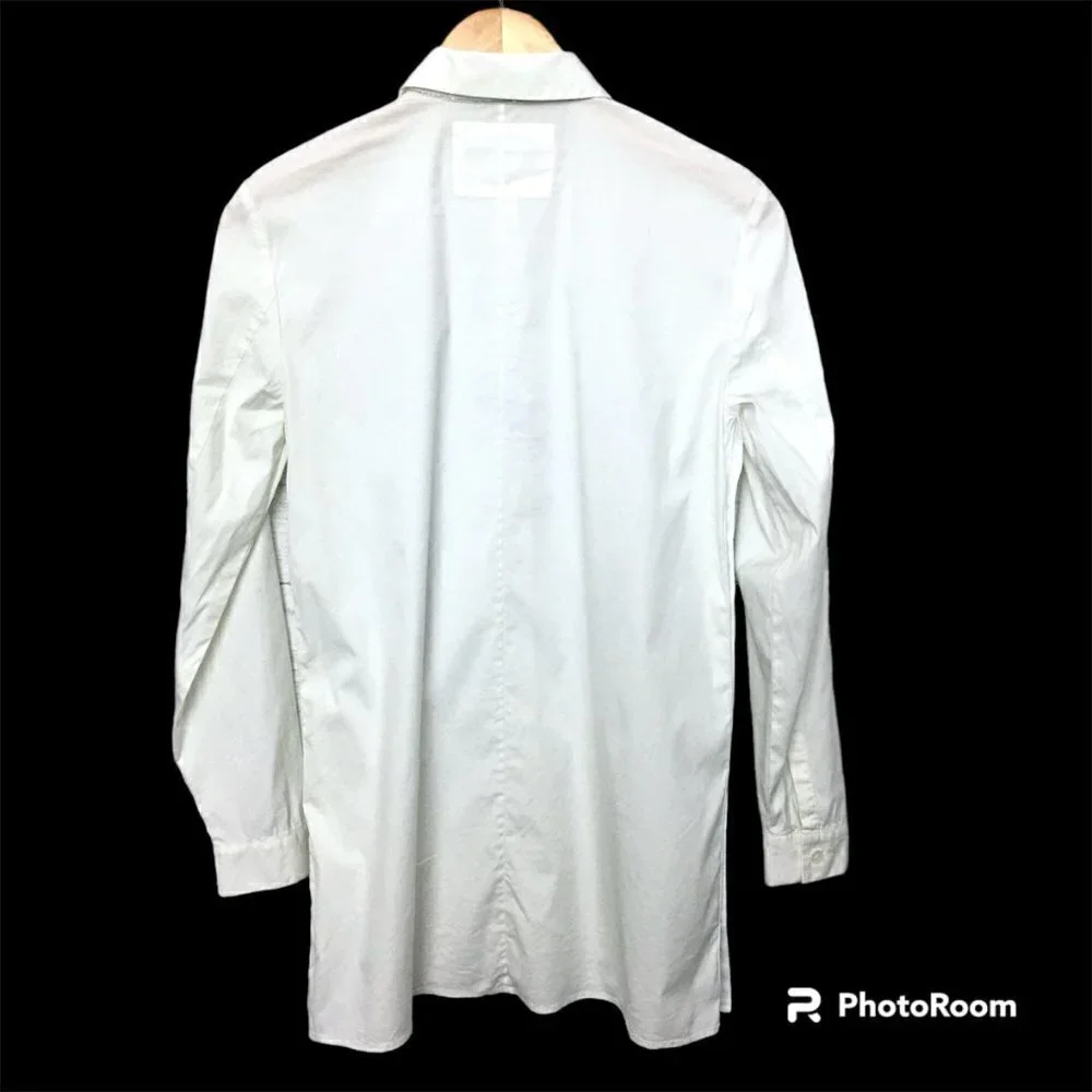 Lafayette 148 Women's White Button Front Long Sleeves Side Buttons size P - Picture 7 of 8